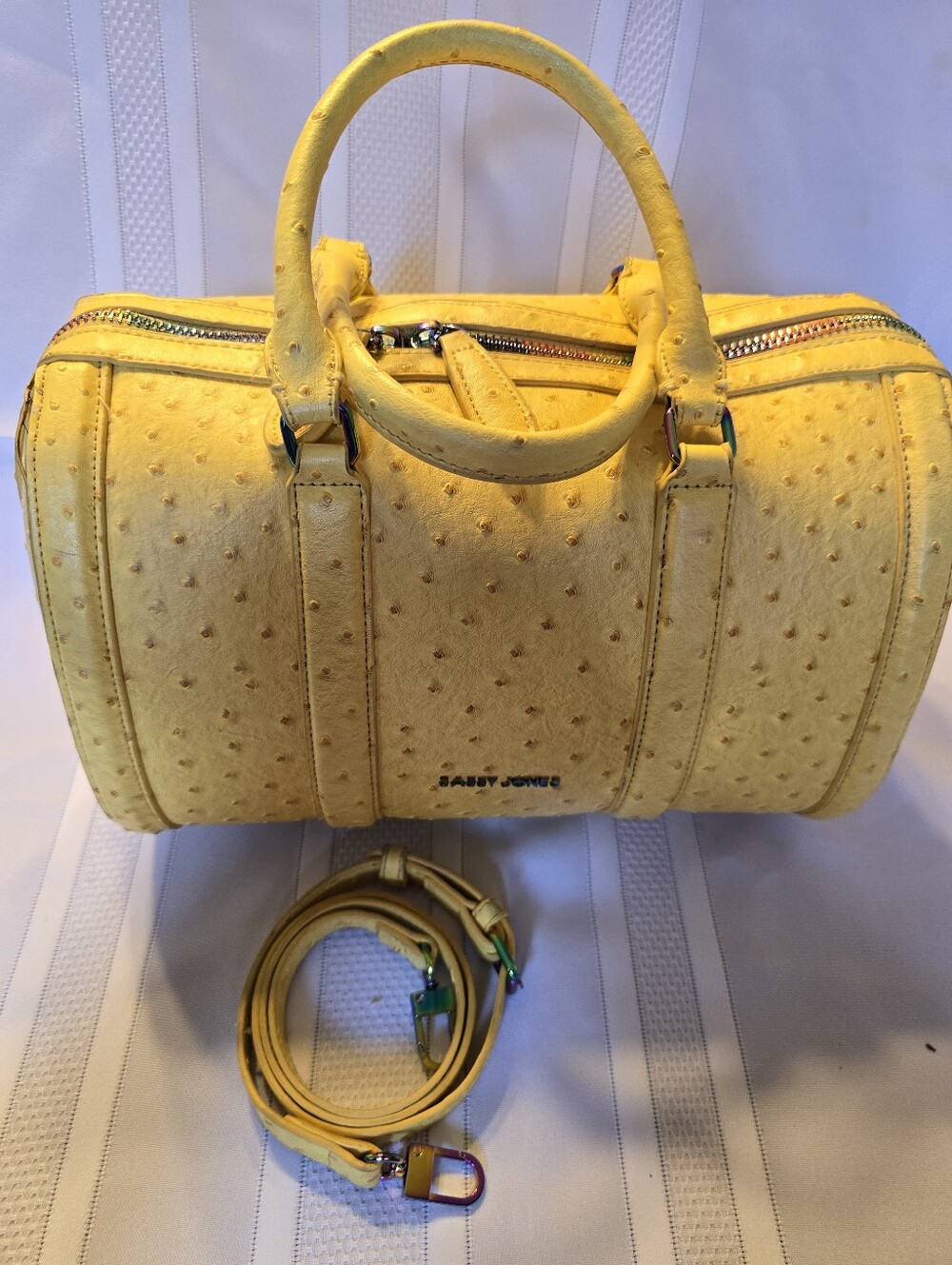 Sassy Jones HSN Dottie Ostrich-Embossed Satchel -Yellow